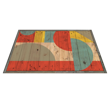 Bunte geometrische Formen Vinylteppich Holzoptik - TenStickers