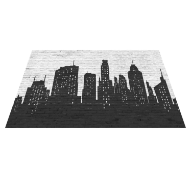 Ziegelmauer Skyline Steinböden - TenStickers