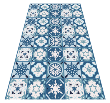 Vinyl Teppich Fliesen blaue Schneeflocke - TenStickers