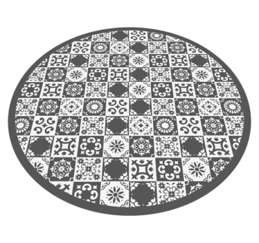 Runder Vinyl Teppich mit grauen Vintage Fliesen - TenStickers