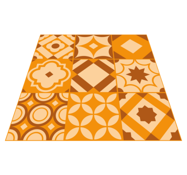 Rustikale orangene Fliesen Vinyl Teppich Küche - TenStickers