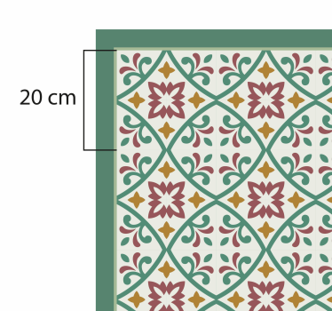 Vinyl teppich küche klassische blume gelb rot grün - TenStickers