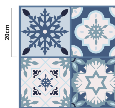 Vinyl Teppich Fliesen blaue Schneeflocke - TenStickers