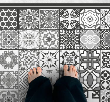 Vinyl teppich Badezimmer dunkelgraues rustikales mosaikmuster - TenStickers