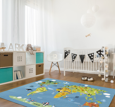Tierweltkarte Vinyl Teppich Kinderzimmer - TenStickers