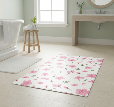Vinyl teppich bad aquarell pastellrosa blüten - TenStickers