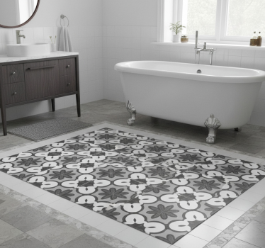 Vinyl teppich bad im hydraulischen grauen gracia stil - TenStickers