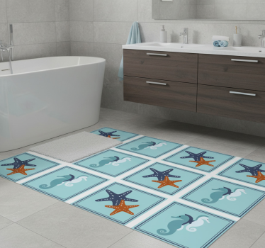 Vinyl teppich bad im maritimen stil - TenStickers