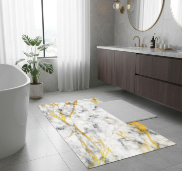 Vinyl teppich bad in elegantem grau und gold marmor - TenStickers