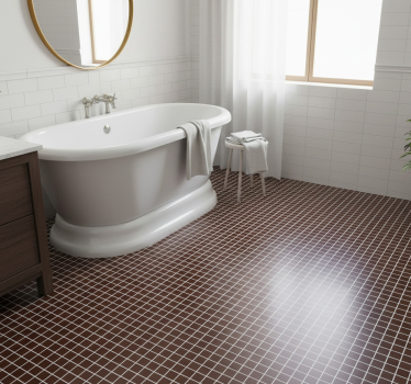 Vinyl teppich bad in mini schokoladenbraunen mosaiken - TenStickers