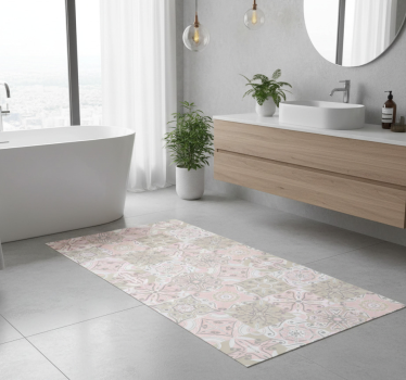 Vinyl teppich bad in rosa und grau fliesen - TenStickers