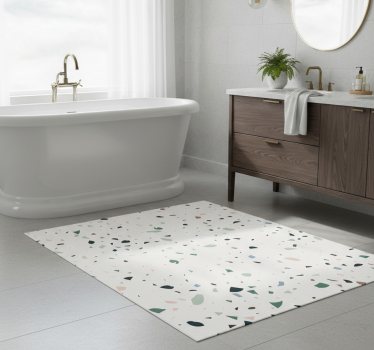 Vinyl teppich bad in weißem terrazzo - TenStickers