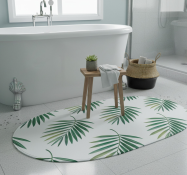 Vinyl teppich bad mit blattpalmen-muster - TenStickers