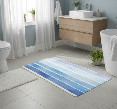 Vinyl teppich bad mit blauem aquarelllinienmuster - TenStickers
