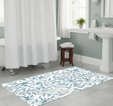 Vinyl teppich bad mit blauen blumen im viktorianischen stil - TenStickers
