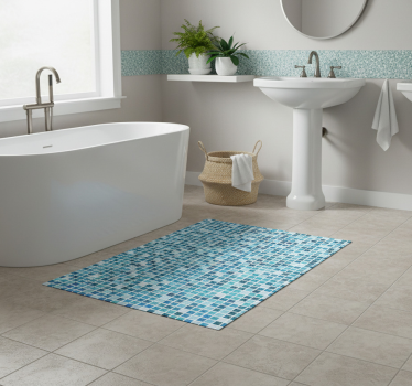 Vinyl teppich bad mit blauen mosaikfliesen - TenStickers
