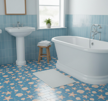 Vinyl teppich bad mit fischen und muscheln unterwasser - TenStickers