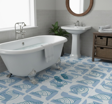 Vinyl teppich bad mit muschelmustern fliesen - TenStickers