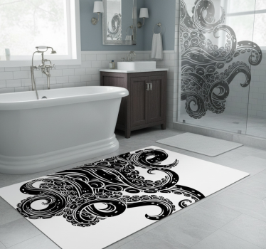 Vinyl teppich bad mit oktopus tentakeln duschvorhang - TenStickers