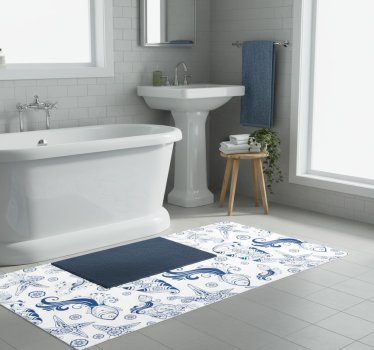 Vinyl teppich bad mit ornamentalem meeresleben dusche - TenStickers