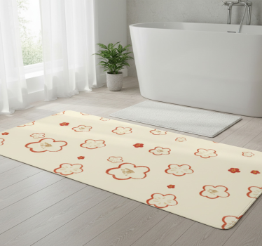 Vinyl teppich bad mit rotem und cremefarbenem daphne-muster - TenStickers