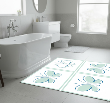 Vinyl teppich bad mit schmetterlingssilhouetten - TenStickers