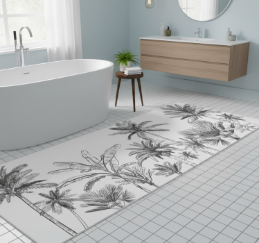 Vinyl teppich bad mit tropischen baumskizzen - TenStickers