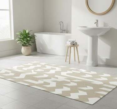Vinyl teppich bad mit weiß-beigem geometrischem muster - TenStickers