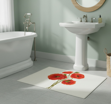 Vinyl teppich bad zarte mohnblumen - TenStickers