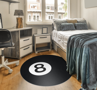 Vinyl Teppich rund mit Billardkugel Nummer 8 - TenStickers