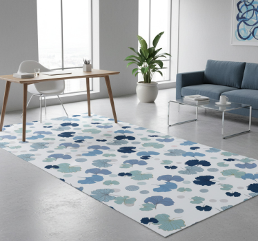 Vinyl teppich büro blaues ginkgo blatt - TenStickers