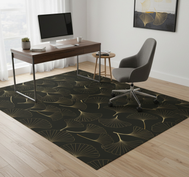 Vinyl teppich büro ginkgo blätter anthrazit gold - TenStickers