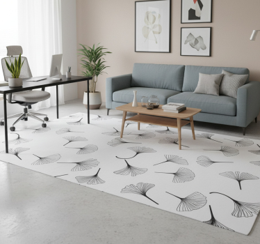 Vinyl teppich büro ginkgo blätter schwarzes muster - TenStickers