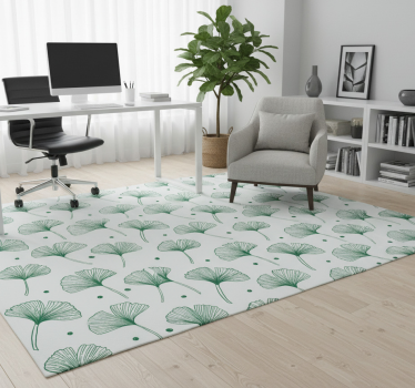Vinyl teppich büro große ginkgo grüne blätter - TenStickers