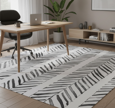 Vinyl teppich büro in schwarz-weißem geometrischen design - TenStickers