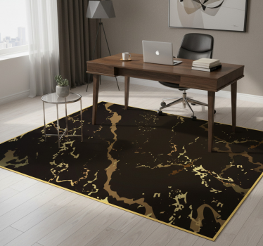 Vinyl teppich büro marmorstruktur schwarz gold - TenStickers