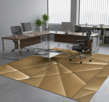 Vinyl teppich büro mit 3d goldene polygonstruktur - TenStickers