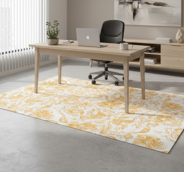 Vinyl teppich büro mit gelbem orchideenmuster - TenStickers