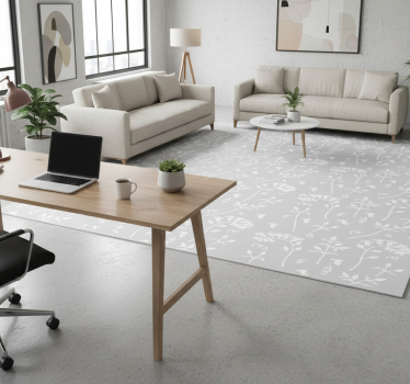 Vinyl teppich büro mit gezeichneten blumen - TenStickers