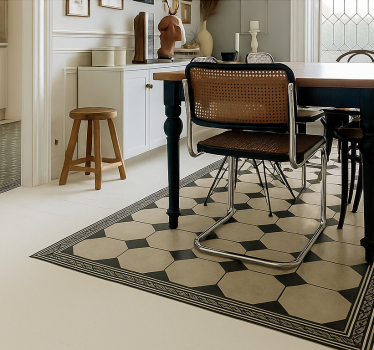 Vinyl Teppich Esszimmer traditionelle schachbrettfliese - TenStickers