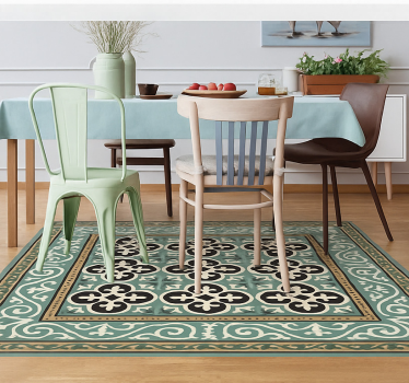 Vinyl Teppich Esszimmer verzierte enkaustik-bordüre - TenStickers