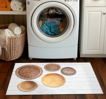 Vinylteppich Holzoptik geflochtene Körbe Holztextur - TenStickers