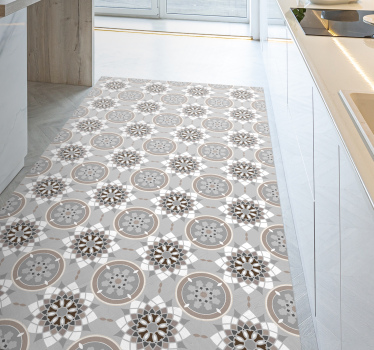 Vinyl läufer küche bodenblume fliesendesign - TenStickers