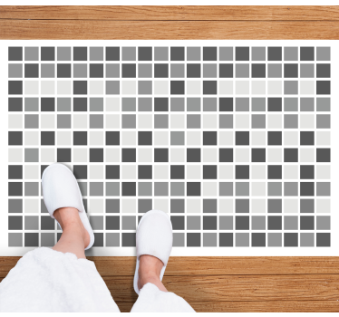 Kleine graue Vierecke Vinyl Teppich Küche - TenStickers
