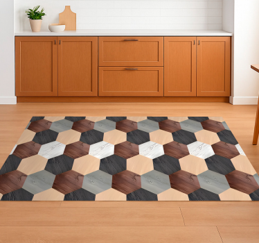 Vinyl teppich küche mit gemischten holzhexagonen - TenStickers