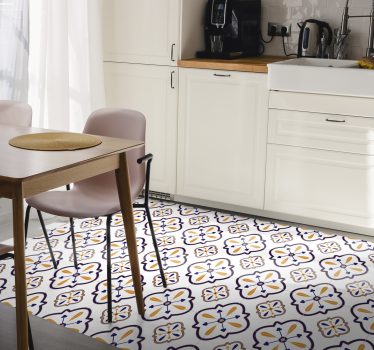 Vinyl Läufer küche nachbildung einer blumenfliese - TenStickers