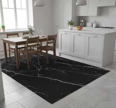 Vinyl teppich küche schwarzes marmor design - TenStickers