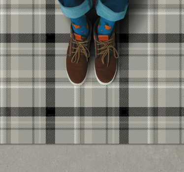 Vinyl Teppich Küche Schwarzweiss-tartan - TenStickers