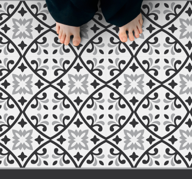 Weiß Grau klassisch geometrisch Vinyl Teppich Küche - TenStickers