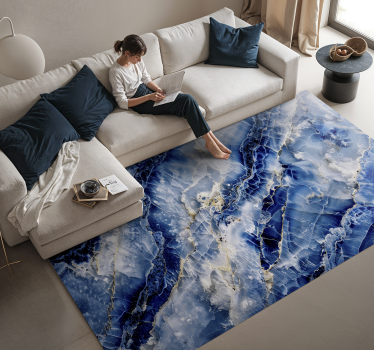 Vinyl Teppich Marmor dunkelblau - TenStickers